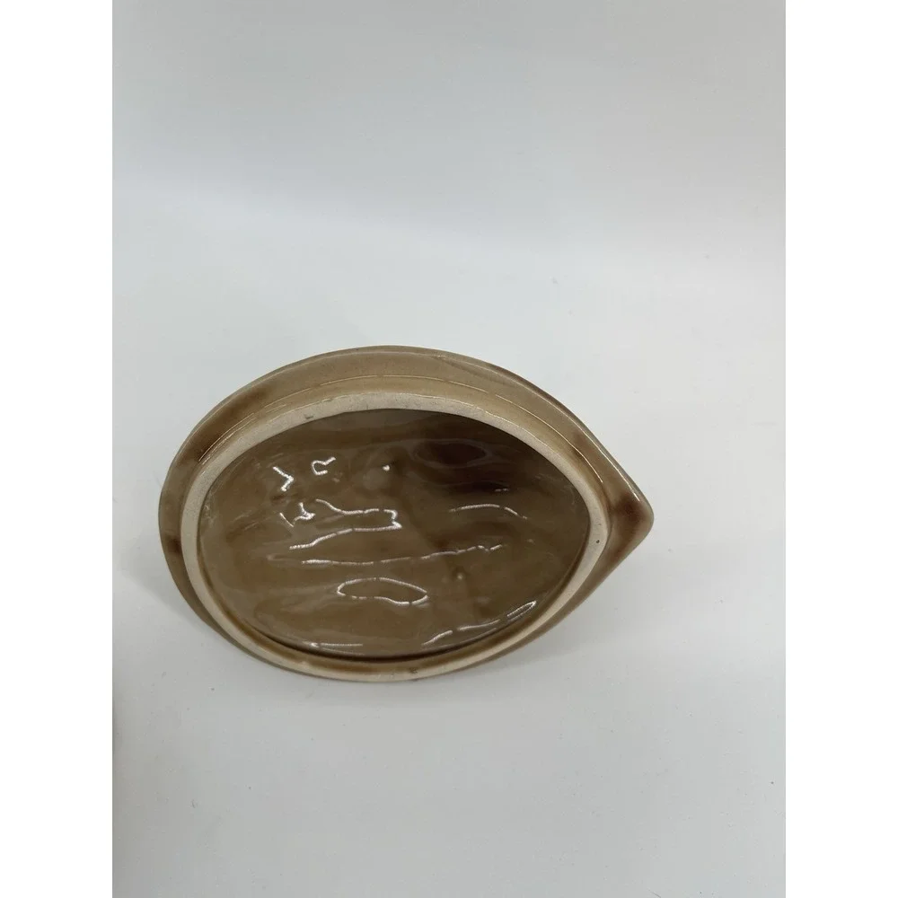 Ceramic Squirrel‎ On Creme Acorn Walnut Candy Dish Nut Bowl Serving Jar Vintage